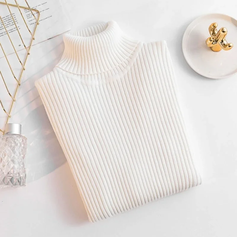 Golfy Podstawowe Dopasowane Elastyczne Swetry Koreańskie Damskie Jesień Zima 2025 Jednolite Swetry Dzianinowe Uniwersalne Ciepłe Swetry