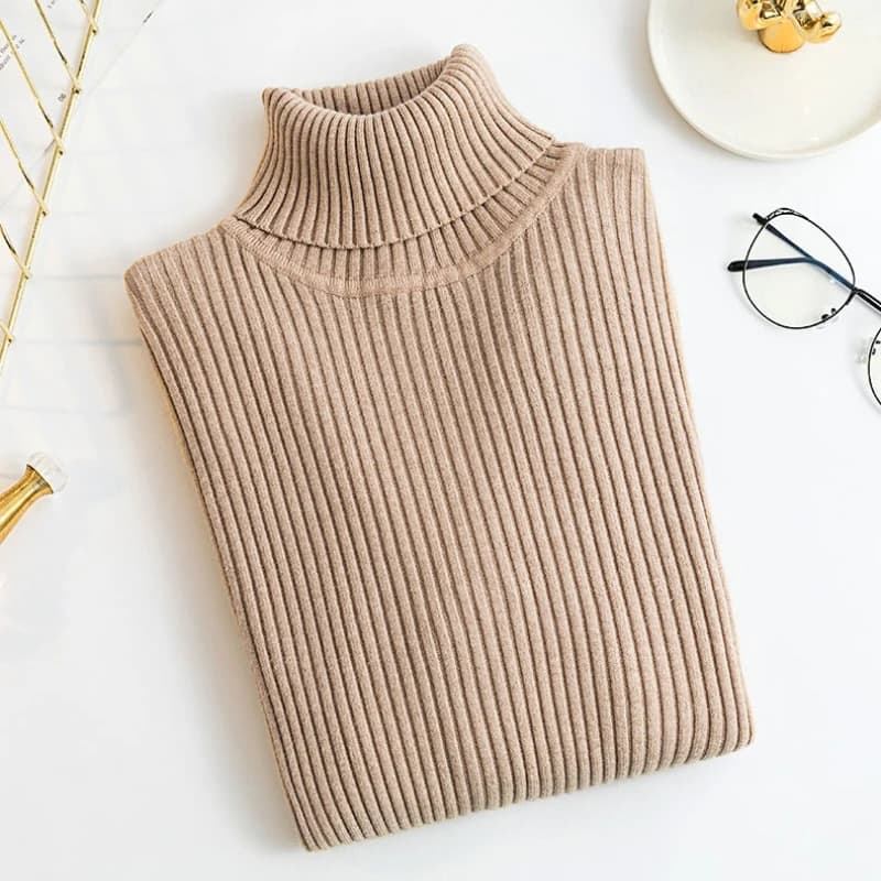Golfy Podstawowe Dopasowane Elastyczne Swetry Koreańskie Damskie Jesień Zima 2025 Jednolite Swetry Dzianinowe Uniwersalne Ciepłe Swetry
