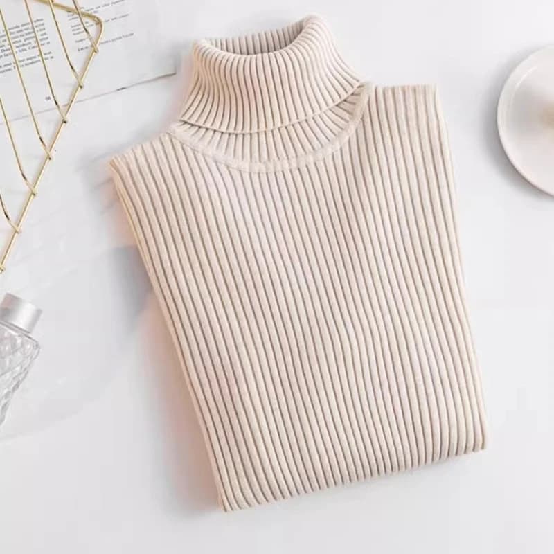 Golfy Podstawowe Dopasowane Elastyczne Swetry Koreańskie Damskie Jesień Zima 2025 Jednolite Swetry Dzianinowe Uniwersalne Ciepłe Swetry